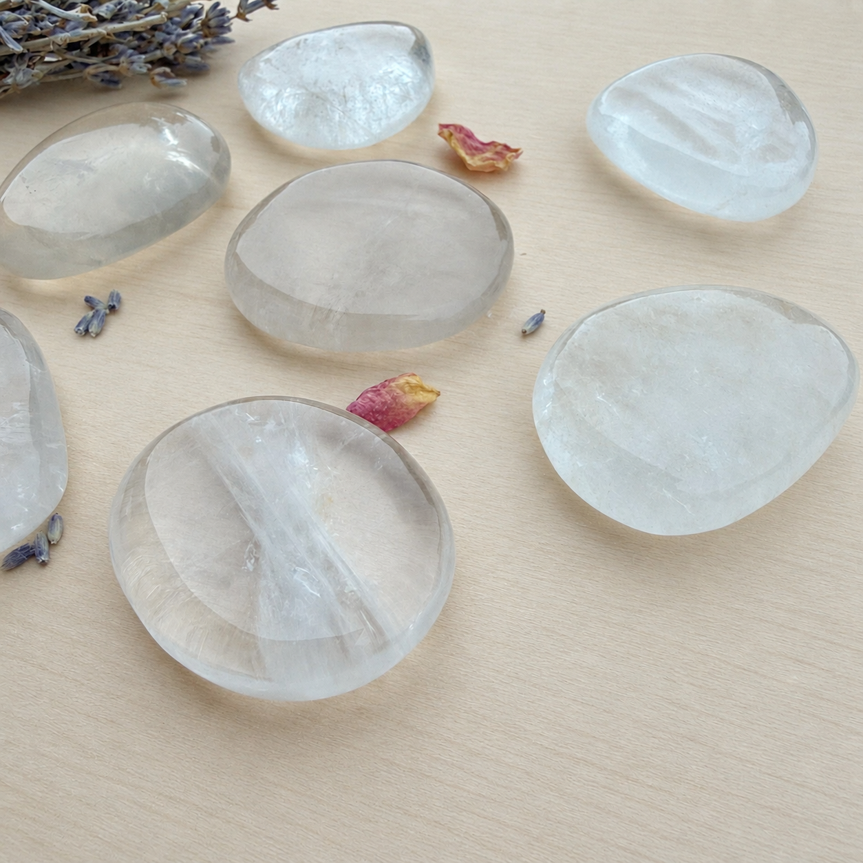 Clear Quartz Flat Palm Stone